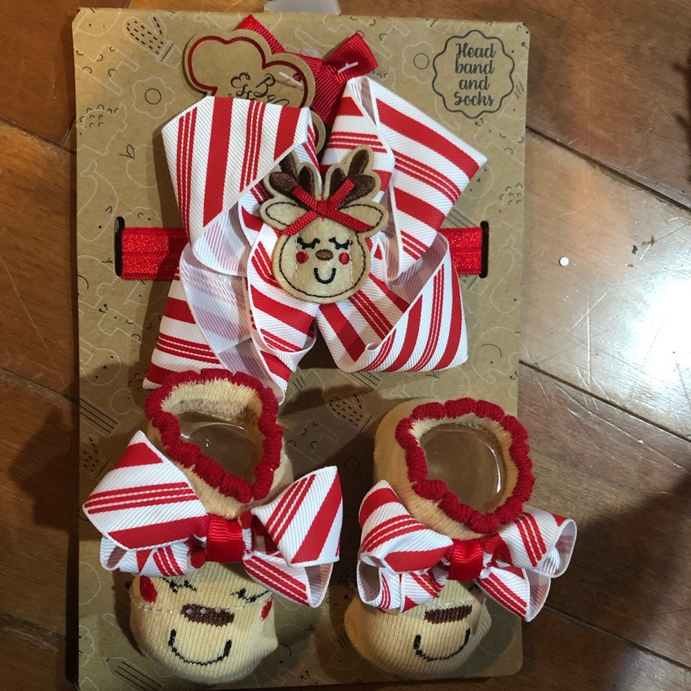 Baby Essentials Baby Reindeer Headband and Socks